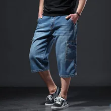 Джинсовые шорты мужские летние тонкие свободные джинсовые укороченные шорты мужские прямые карманные многокарманные рабочие шорты