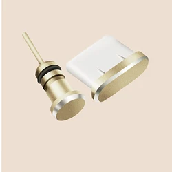 Ultimate Type - C Charging Port and 3.5mm Earphone Jack Protector with SIM Card Slot Dust Plug (Gold)