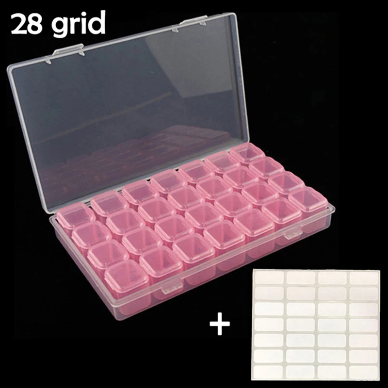 28 Slots Plastic Storage Box Diamond Painting Accessories kits Nail Art Rhinestone Tools Beads container Organizer Case
