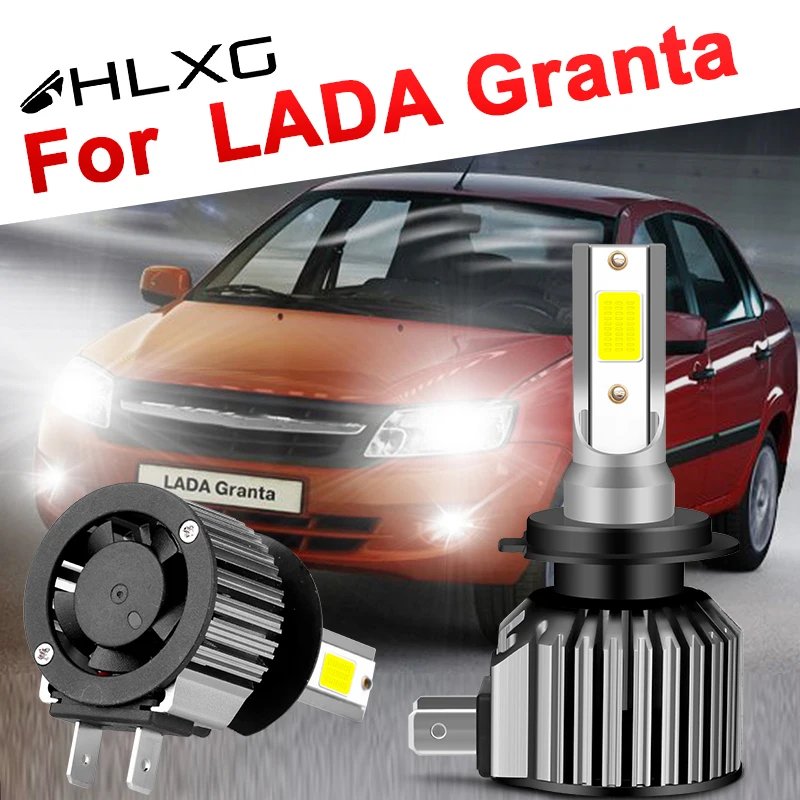 hlxg H4 LED H7 H11 H8 HB4 9006 9005 HB3 Car Headlight Bulbs 9000LM 6000K 12V High Low Beam Turbo led fog lamps for LADA GRANTA | Автомобили