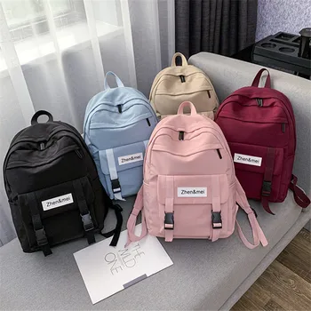 

2020 Backpack Women Backpack Female Solid Color Canvas School Bag for Teenage Girl Children Cute Travel Backpacks Bags Bookbag
