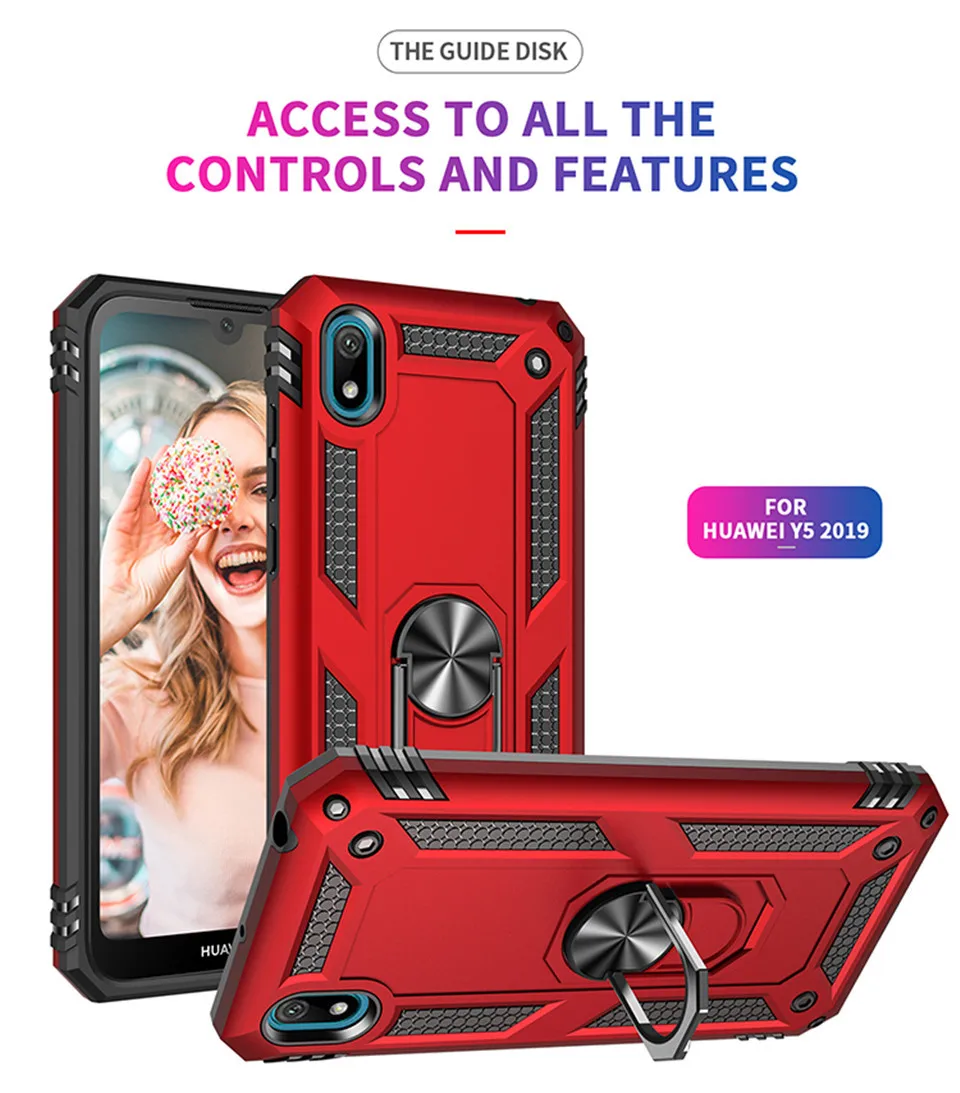 Magnetic hard shockproof finger ring holder phone case cover for Huawei P20 Lite P30 pro P smart 2019 Y5 Y6 Y7 PRO Y9 |
