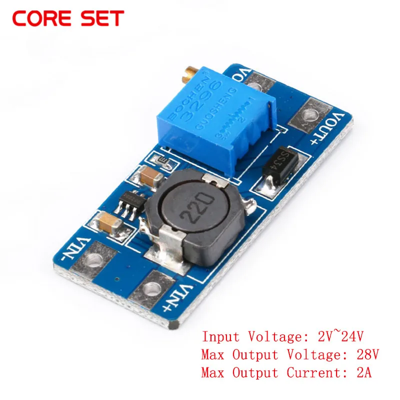

MT3608 DC-DC Voltage Step Up Boost Converter Power Supply Module 2A 2V~24V DC to maximum 28V DC Power Step-up Module