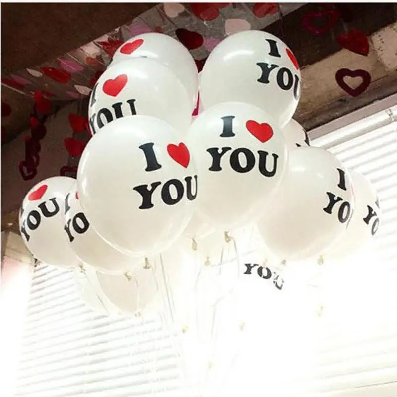 A Set Of 12 Inch I Love YOU Latex Balloons Heart Thickening Pearl Wedding Supplies Birthday Party Decorations | Дом и сад
