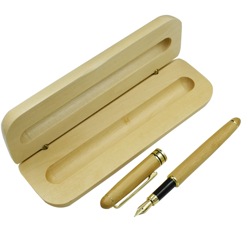 

High Quality Bamboo Luxury Fountain Pen Box Business Writing Signing Calligraphy Pens 0.5 mm Nib Office School Stationery