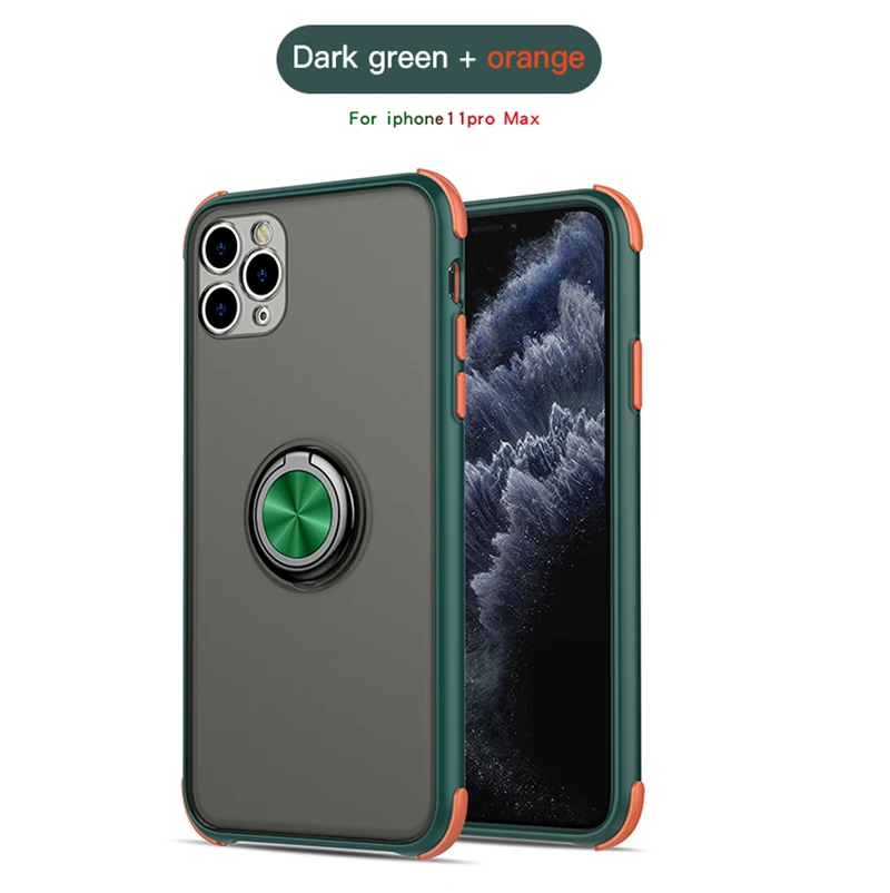 Магнитный автомобильный чехол-держатель для iPhone 11 Pro Max XR X XS Max 8 7 6 6S Plus, матовый прозрачный кольцевой кронштейн, карамельный цвет, чехол для телефона