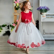 Детские платья с цветами и лентами для девочек; фатиновое платье; Ceremonie fille mariage Enfant vestido infantil; рождественское платье для девочек