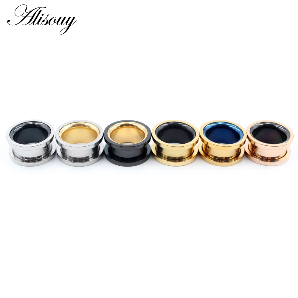 Body piercing jewelry 2pcs Smiple Hollow Stainless Steel Flared Ear Plugs Tunnel Expander Stretcher Gauges Flesh Piercing Earring Body Jewelry