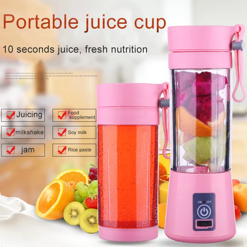 

New Portable Juicer USB Rechargeable Smoothie Blender Mixer Kitchen Tool 380ml SF66