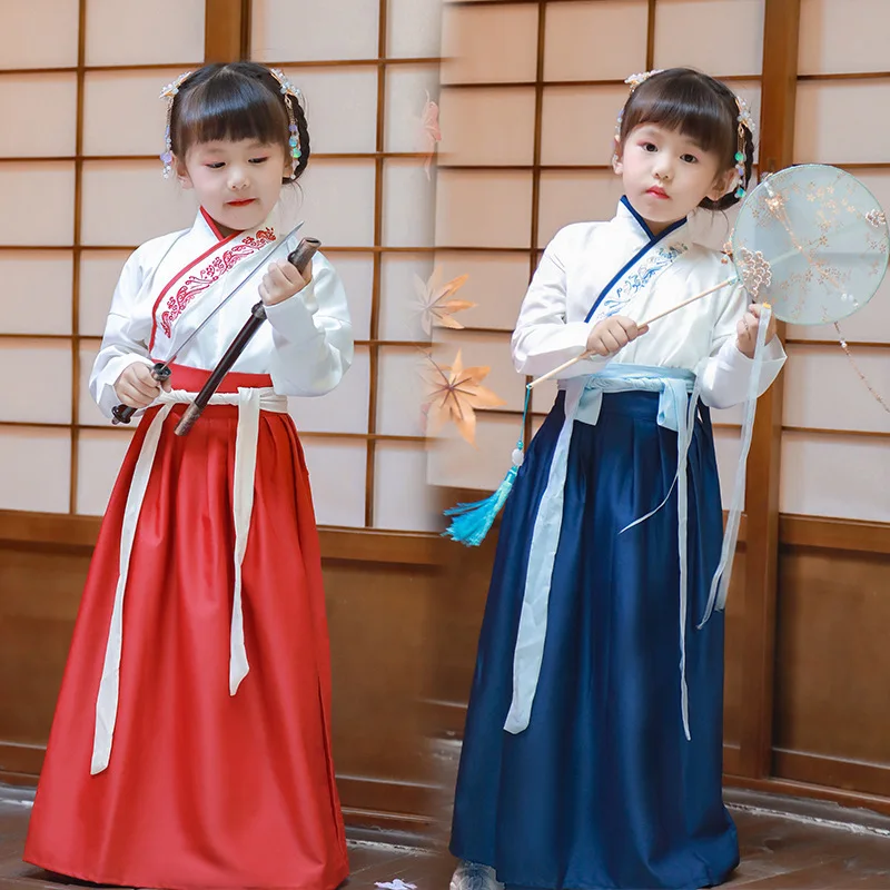 Детский костюм Hanfu для мальчиков и девочек традиционная китайская культура