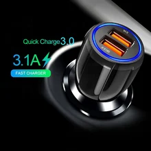 Быстрая зарядка 3,0 Мини Автомобильное зарядное устройство для мобильного телефона с двумя USB Qualcomm Qc 3,0 Быстрая Зарядка адаптер для iphone samsung Xiaomi