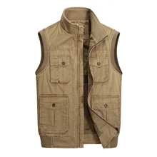 Осенне-зимний стильный мужской повседневный жилет с воротником-стойкой из чистого хлопка для рыбалки и фотосессии мужской жилет 29