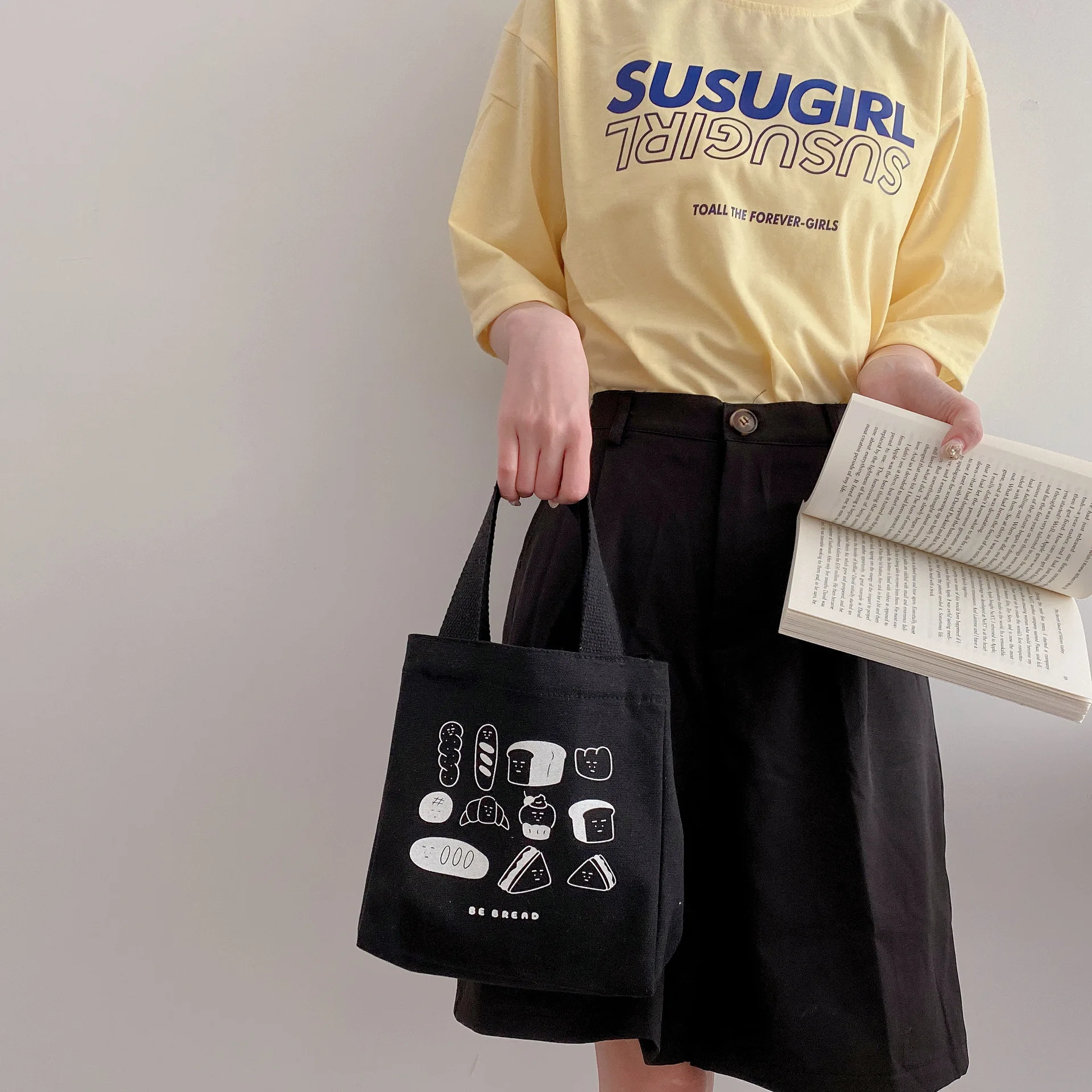 Cute Lunch Bag Canvas Lunch Box Picnic Tote Cotton Cloth Small Handbag Pouch Dinner Container Food Storage Bags Ladies