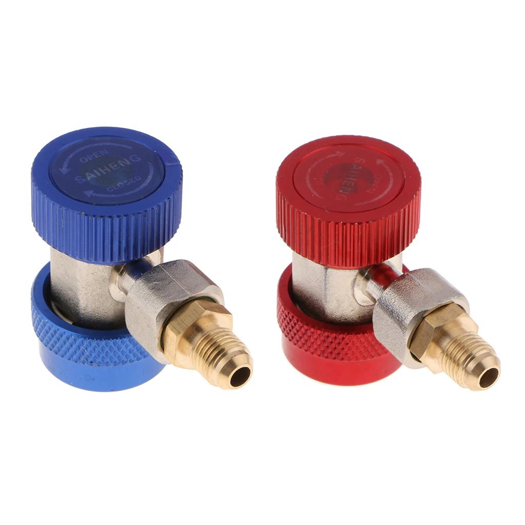 1 Pair R134A High/Low Auto Car Quick Coupler Connector Brass Adapters Air Conditioning Adjustable AC Manifold Gauge