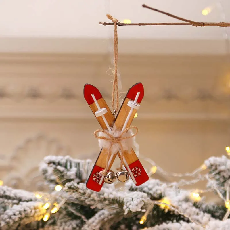 Деревянные сани подвесная Елочная игрушка украшения для дома деревянные лыжные леггинсы с изображением елок украшения Рождественский подарок Navidad год - Цвет: 01