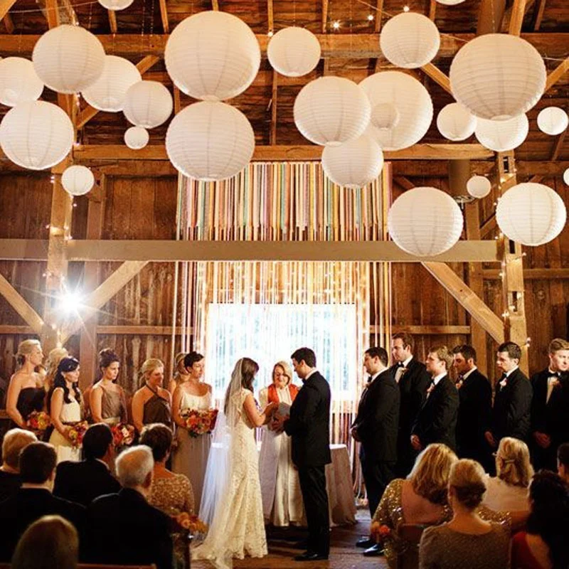 

METABLE 5PCS 4'' 6'' 8'' 10'' Hanging Paper Lantern Chinese Round Lantern for Wedding Birthday Party New Year Decoration