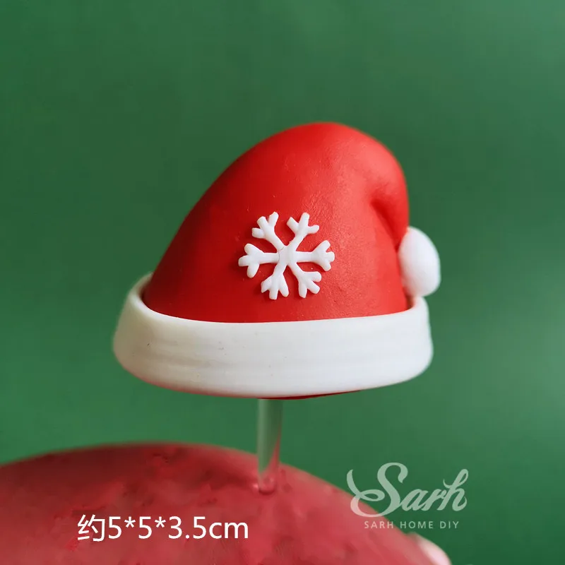 Розовая шляпа Санта Клауса Рождественская Золотая звезда медведь торт топперы Счастливого Рождества снеговик ребенок душ день рождения десерт Любовь Подарки - Цвет: Snowflake xmas hat