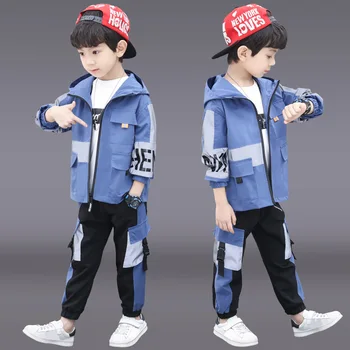 

Keelorn Kids Boys Autumn Casual Active Outfits 3PCS Letter Hooded Tops Patchwork Pants Boys Fashion Suits Children Clothing