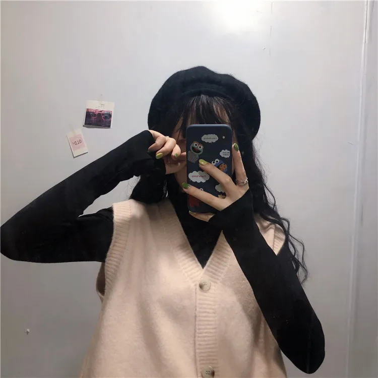Autumn Women Solid Color Sweater Cardigan Vest Loose Wearing A Small Korean New Knitted Cardigan Single-breasted Women Vest