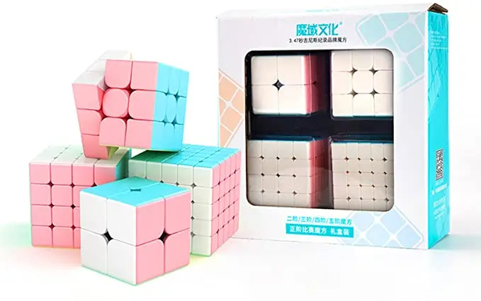 Moyu Meilong Puzzle Magic Speed Gift Box 2x2 3x3 4x4 5x5 stickerless 4 PCS cubes 