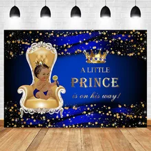 NeoBack Prince Baby Shower фон Королевский синий золотой Королевский стул Корона фото фон блестящие точки этнические Детские бойфоны