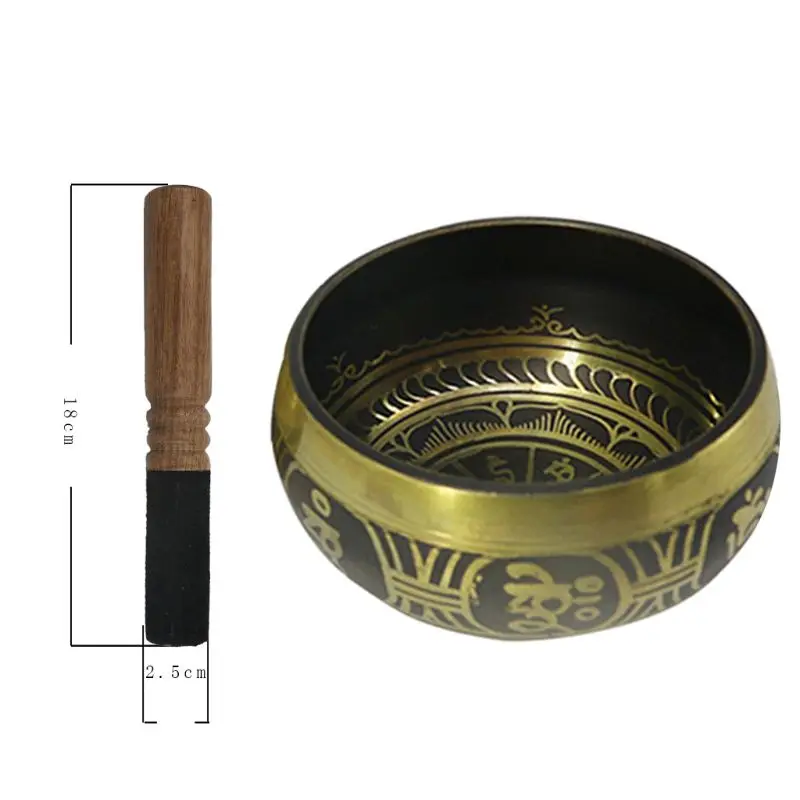 Silent Silent Mind?Tibetan Singing Bowl Set ? Antique Design ? With Dual Surface Mallet and Silk Cushion? Promotes Peace, Chakra