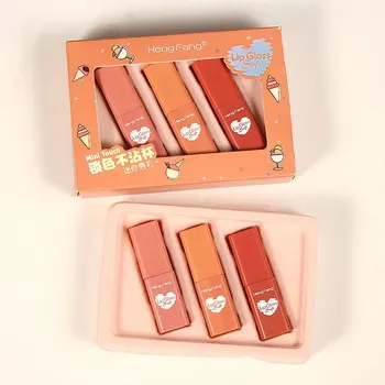 

3 Colors Waterproof Lipstick Set Matte Lipstick Lipkit Pigment Dark Red Long Lasting Lip Gloss Women Makeup Lipgloss TSLM1