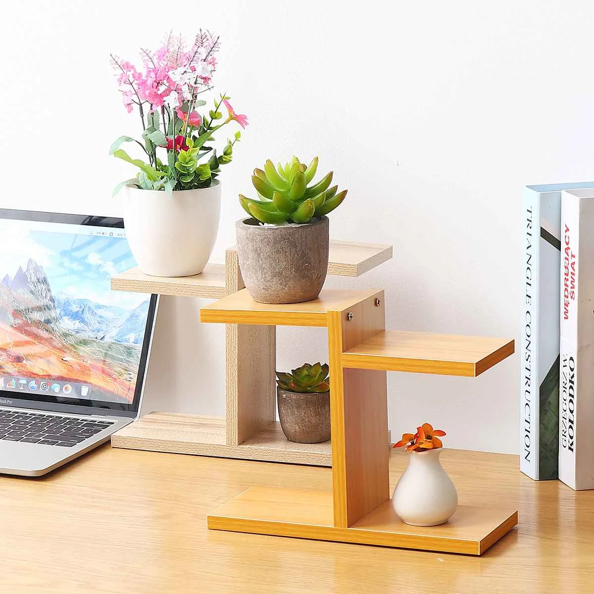 

Retro Household MDF Multi-layer Plant Stand Succulent Shelf Rack Balcony Indoor Coffee Bar Desktop Garden Flower Pot Shelf