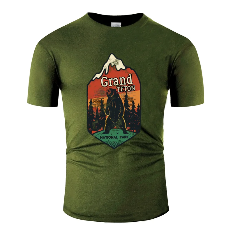 Новейшая супер grand teton национальный парк значок эмблема Кемпинг футболка для мужчин и женщин уникальная мужская футболка круглый воротник короткий рукав