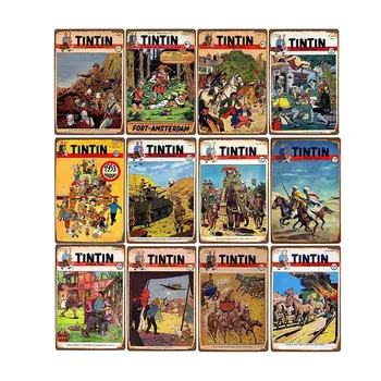 

The Adventures of Tintin Metal Sign Vintage Tin Poster Retro Bar Pub Cafe Wall Plates Home Decor 20x30cm Dropshipping