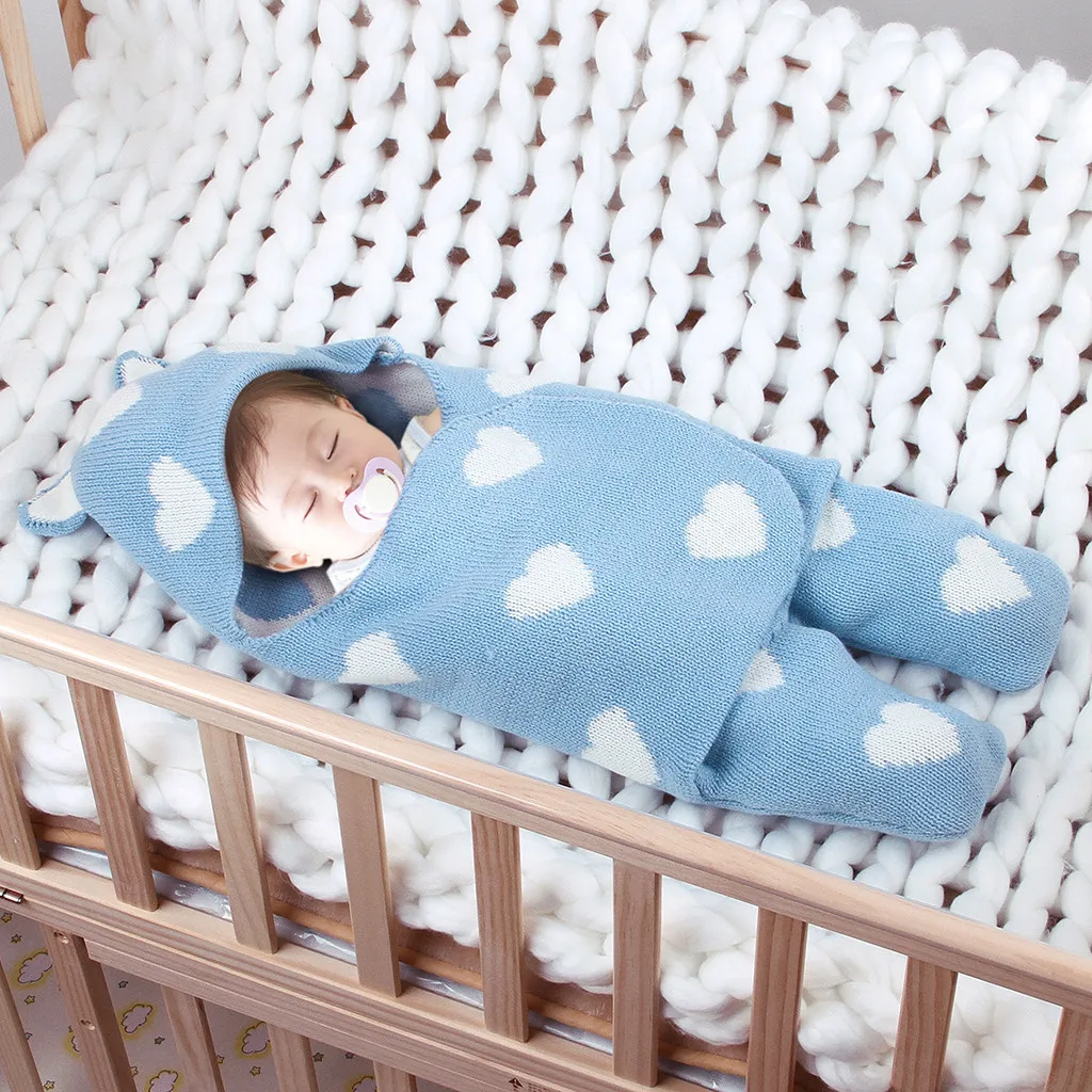 ARLONEET/вязаный спальный мешок с рисунком для новорожденных и малышей, конверт для коляски, одеяло, зимний теплый спальный мешок для пеленания, спальные мешки для детей 0-12 месяцев, CO22