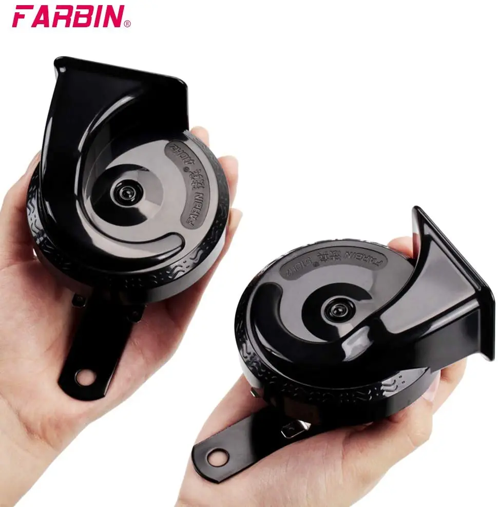 FARBIN Car Horn Loud 12v High/Low Tone Super Loud Horn Waterproof Electric for Truck Motorcycle Train Black/Blue/Red/Yellow car siren horn train horn waterproof horn motorcycle horn car air horn midrange horn