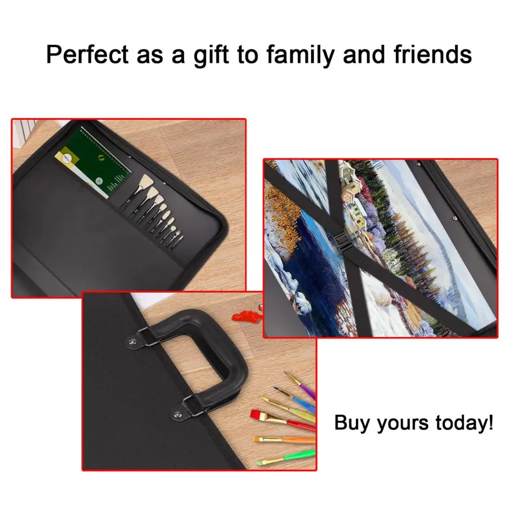 File Folder Art Portfolio Expanding Organizer Carry Case Bag for Artwork Drawing Painting Sketch Photography Poster 37 x 48cm