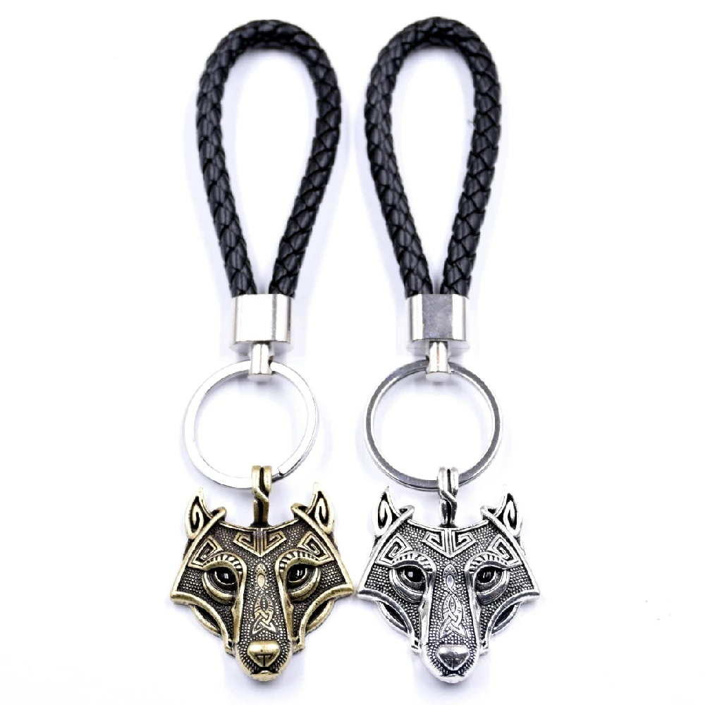 Viking Wolf Keychain | Leather Car Keyring | Leather Keychain | Leather ...