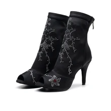 Сальса квадратного размера плюс танго Обувь для латинских танцев для женщин Скидки и акции дамы вальс Стильный Высокий каблук 6 см