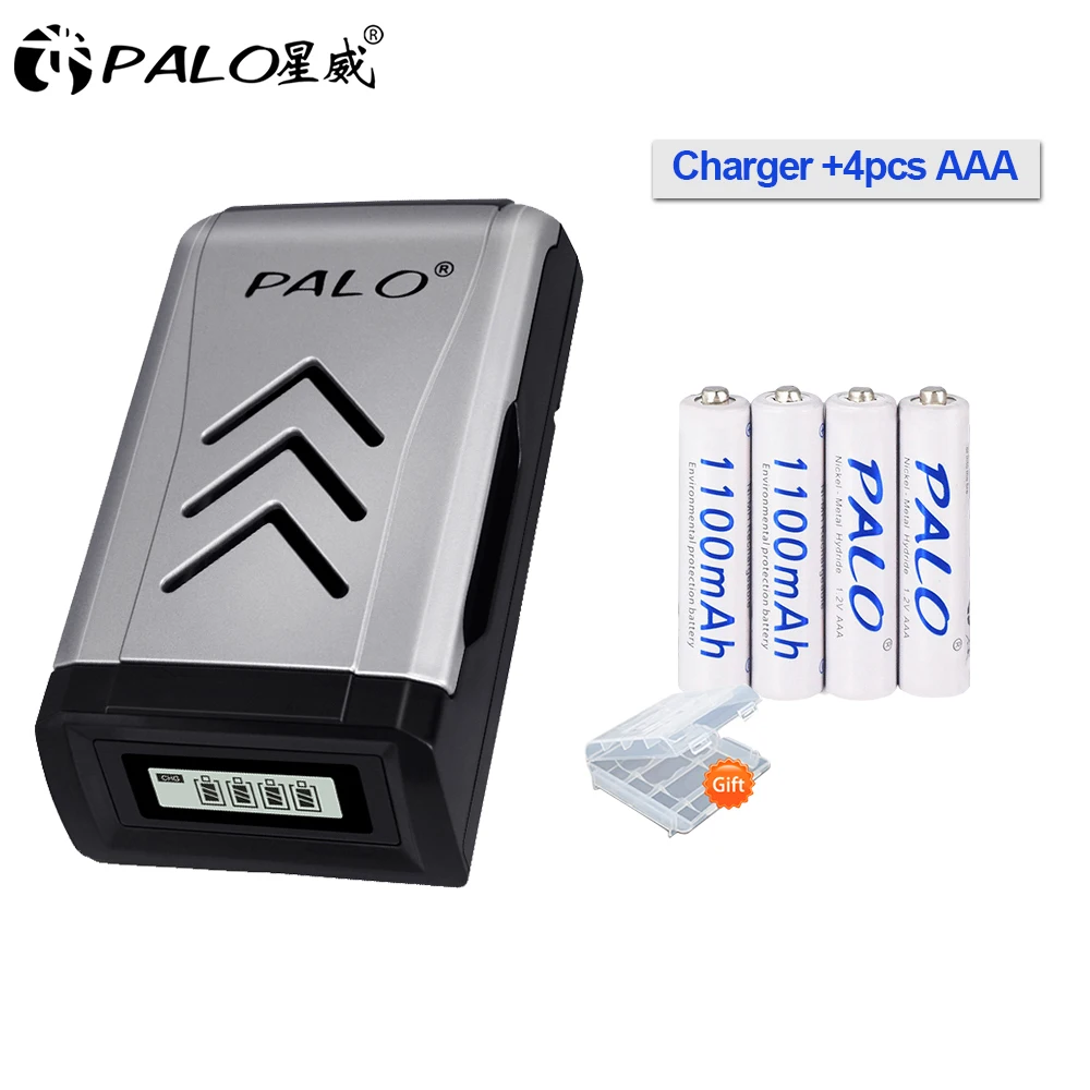

PALO USB rechargeable battery quick charge adapter 4 battery output slots battery charger charging tool for AA / AAA
