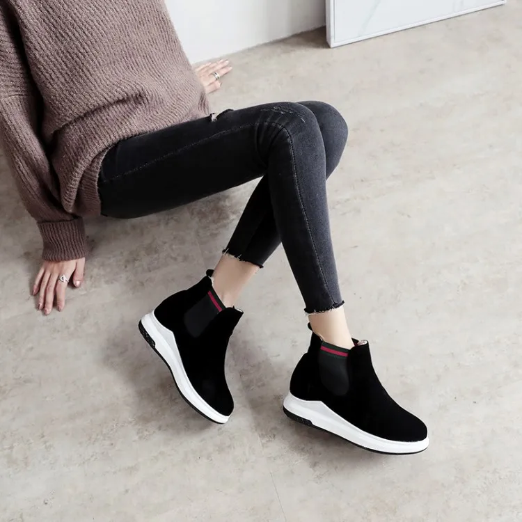 

Big Size 9 10 11 12 boots women shoes ankle boots for women ladies boots shoes woman winter Pure color round head