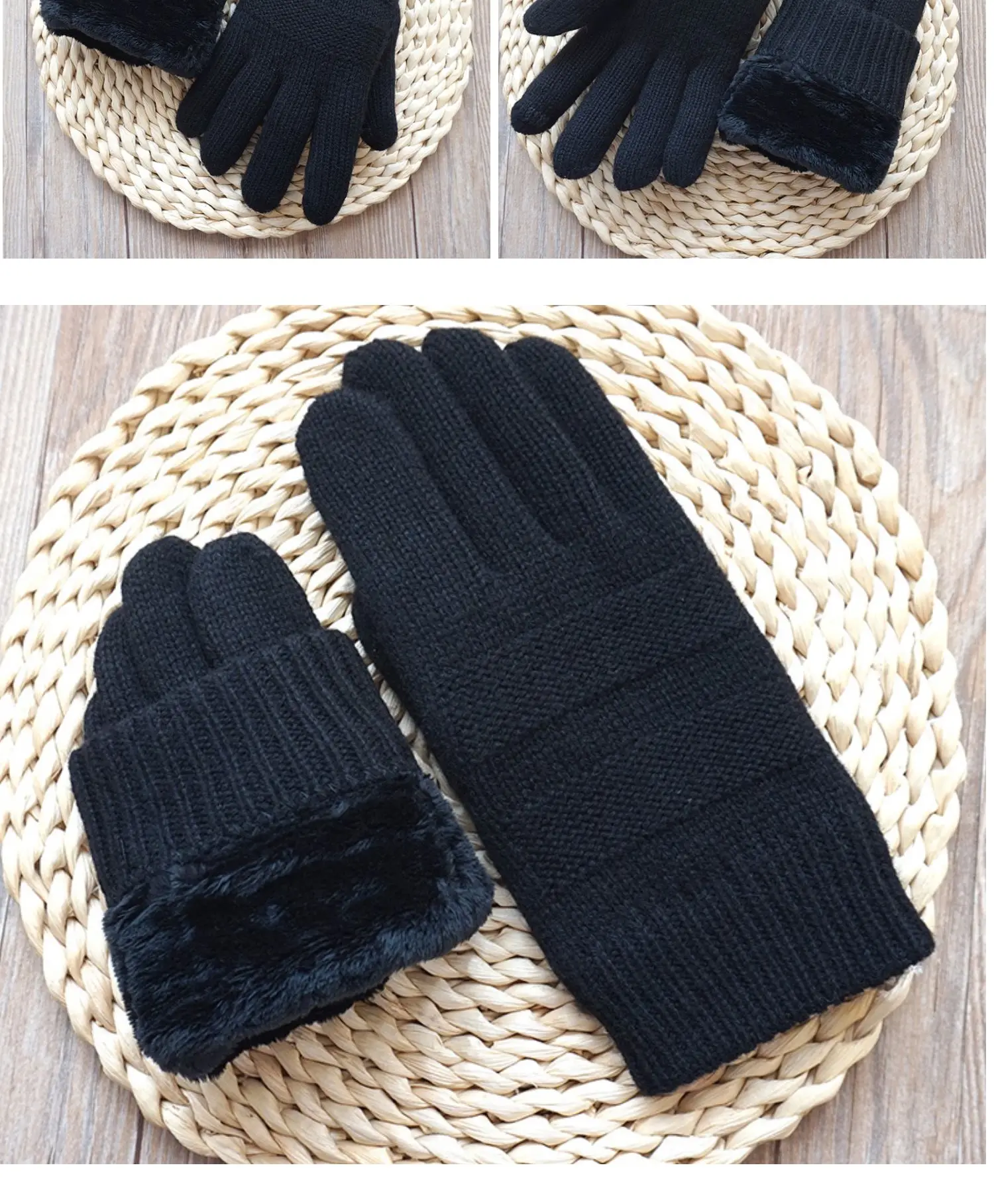 Модные брендовые зимние перчатки, мужские перчатки с сенсорным экраном, высокое качество, варежки, мужские бархатные толстые теплые шерстяные вязаные перчатки