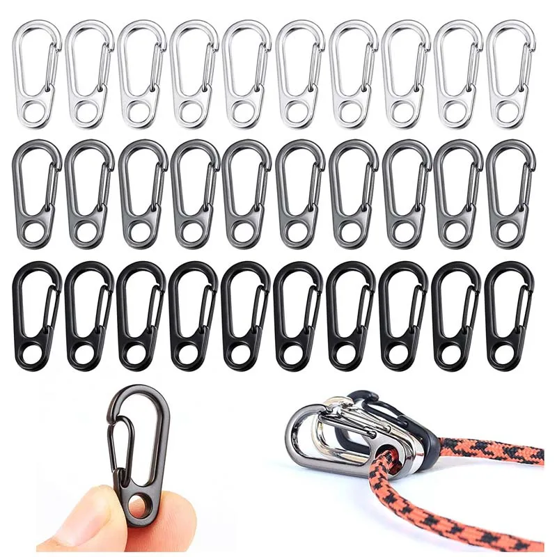 2~20X Round Clip Hook Mini Carabiner Keychain Keyring Camping Hiking 25MM Silver 