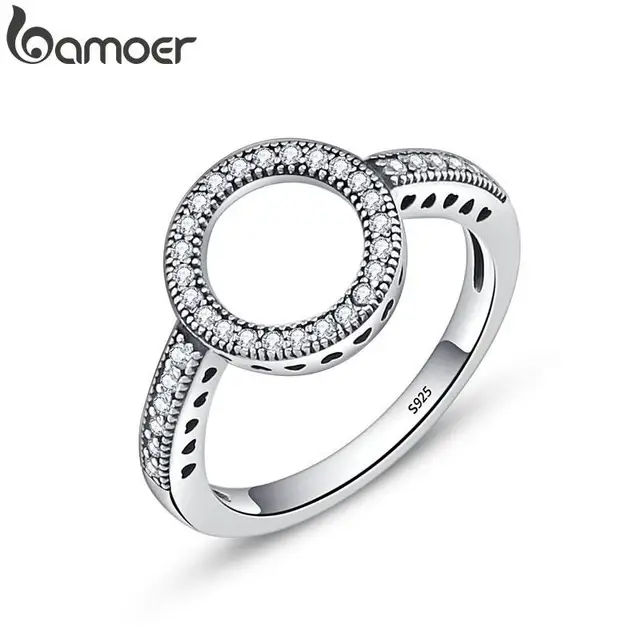 Buy OnlineBAMOER 100% Genuine 925 Sterling Silver Forever Clear Black CZ Circle Round Finger Rings for Women Jewelry Christmas Gift.