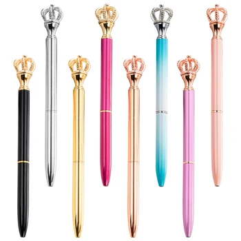 

10pcs/lot Customize Shining Crown Ballpoint Pen Crystal Diamond metal penWriting Tool Office Supplies Student Stationery