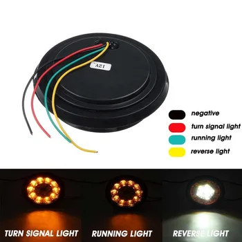 

2pcs 12V 16LED Turn Signal Light Brake Stop Tail Lamp Round For Truck Trailer Lorry High Quality Rubber + Plastic Tail Lights