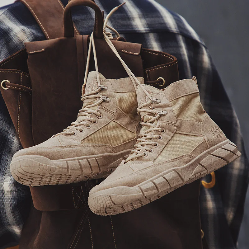 

2019 Autumn & Winter Outdoor Mid-top Worker Boot England West Versatile Fashion Man Martin Boots Breathable Canvas Shoes Men Sho