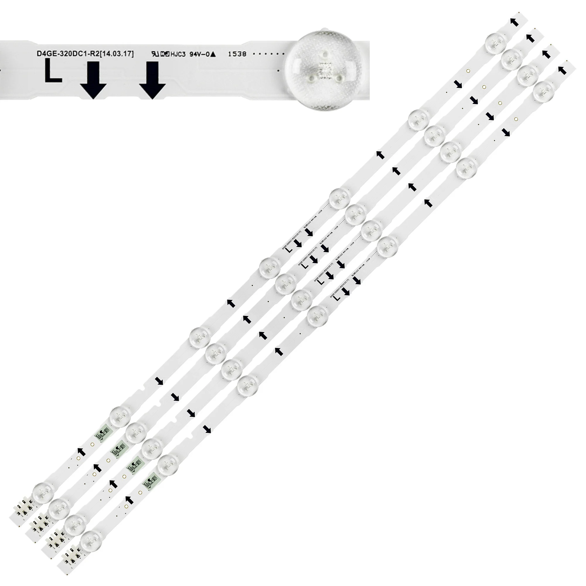 Tira de Retroiluminação Led para Ue32h5570s 32h5000 Un32j5003af D4ge320dc1-r1 r2 Bn96-30443a 30442a 2014svs32fhd 7led 65cm 10kits