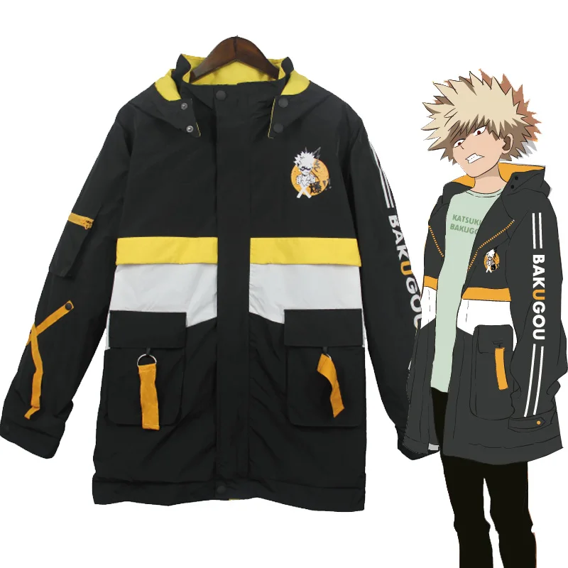 DIOCOS Boku no My Hero Academy Bakugou Katsuki мужские костюмы для косплея женская зимняя куртка пальто уличная одежда Аниме - Цвет: Золотой