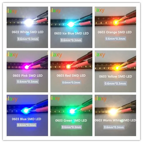 1000pcs 0603 LED bead SMD light emitting diode Blue Red Yellow Green Warm White PINK purple Orange high bright quality