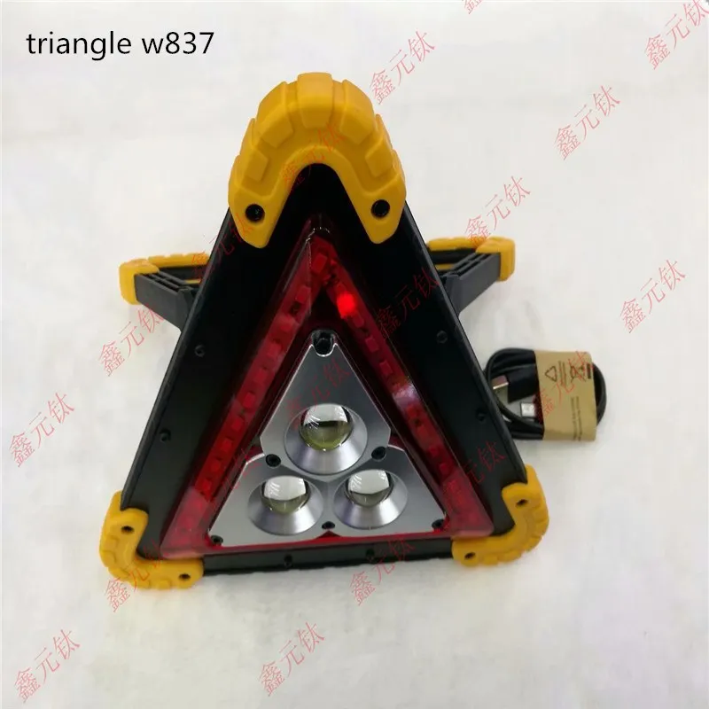 MULTIFUNCTIONAL working lamp W837 White triangle emergency light Camping lamp Moving light highlighted 2pcs cob 15w
