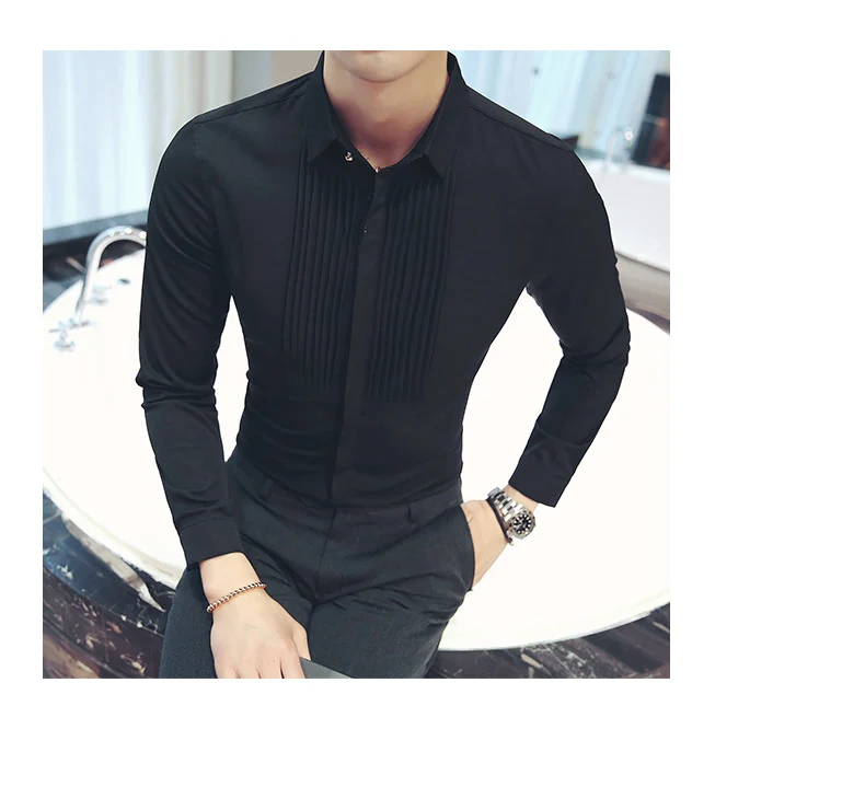Брендовая одежда, модные мужские осенние высококачественные рубашки из чистого хлопка с длинными рукавами/мужские рубашки с отворотом, облегающие деловые рубашки, топы