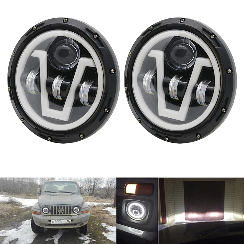 Фара для UAZ 4x4 Jungle Lada urban Niva 7 &quot черный светодиодный головной фонарь H4 фара Jeep JK TJ LJ