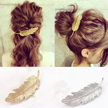 

Metal Leaf Feather Hair Clip Women's Vintage Style Hairpin Princess Hair Barrette Pin Claw Leaves Hairpin Barrette Accessory